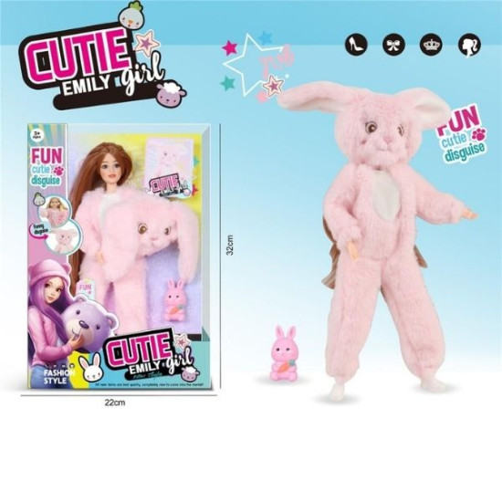 Κούκλα Μανεκέν 29cm Με Στολή Λαγουδάκι