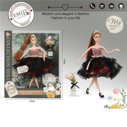 Κούκλα Μανεκέν 29cm Με Φούστα Με Μαύρο Τούλι & Ανθάκια