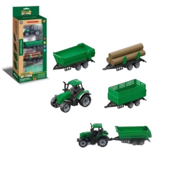 Τρακτέρ Free Wheels Με 2 Ρυμουλκούμενα & Ξύλα