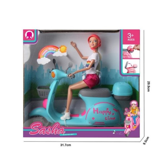 Κούκλα Μανεκέν 29cm Με Σκούτερ & Κράνος