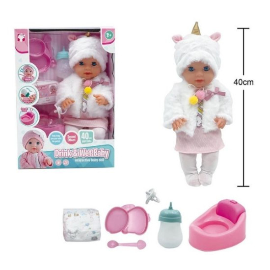 Κούκλα Μωρό 40cm Πίνει-Κάνει Πιπί, Με Ήχο & Αξεσουάρ