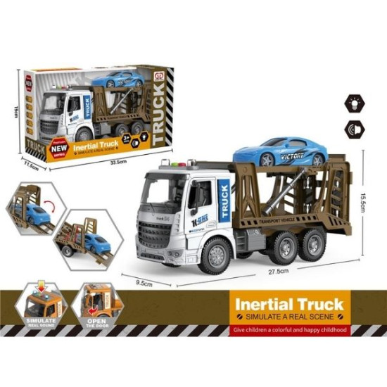 Νταλίκα 28cm Friction Με Όχημα, Ήχο & Φως