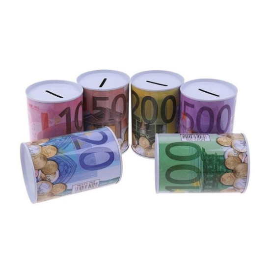 Κουμπαράς Μεταλλικός Χαρτονομίσματα Διάφορα ΣχέδΙα Ø8,5x11cm