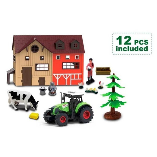Σετ Φάρμας Με Τρακτέρ, Αχυρώνα, Αξεσουάρ και Ήχο 12τμχ