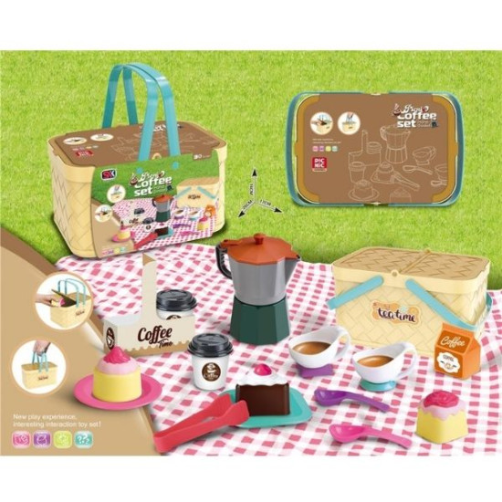 Παιδικό Καλάθι Πικ-Νικ Με Καφέ, Γλυκά & Αξεσουάρ 15τμχ Σ18