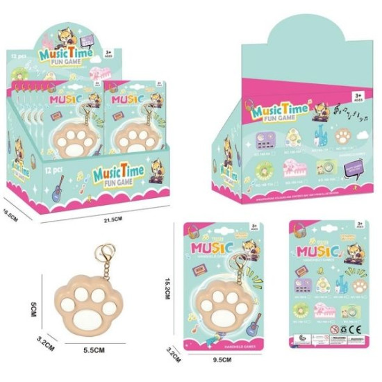 Μπρελόκ Πατούσα Γάτας 5cm Με Μουσική Διάφορα Χρώματα Display 12