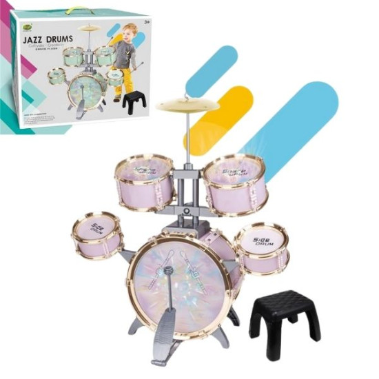 Σετ Ντραμς Με 5 Τύμπανα, Πιατίνι, Μπότα & Σκαμπό 2 Χρώματα