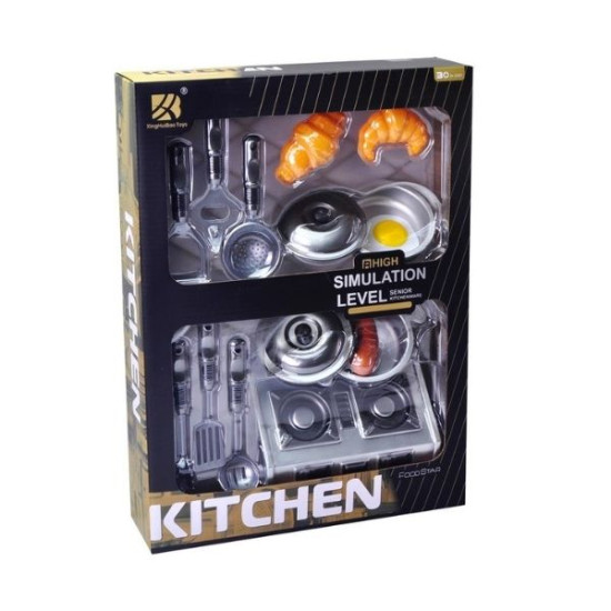 Παιχνίδι Σετ Κουζινικά Με Εστίες, Σκεύη & Τρόφιμα 15τμχ