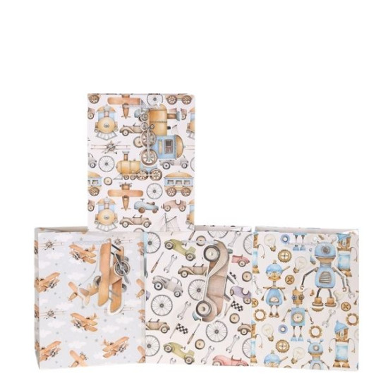 Τσάντα Δώρου Οχήματα Με Ευχετήρια Κάρτα 4 Σχέδια 26x10x32cm Σ12