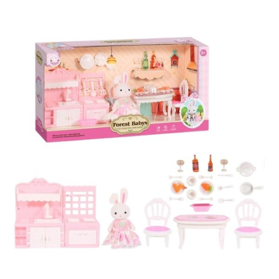 Σετ Μινιατούρες Φιγούρα Λαγουδάκι & Έπιπλα Τραπεζαρία