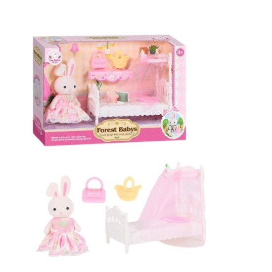 Σετ Μινιατούρες Φιγούρα Λαγουδάκι & Έπιπλα Κρεβάτι