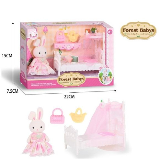 Σετ Μινιατούρες Φιγούρα Λαγουδάκι & Έπιπλα Κρεβάτι