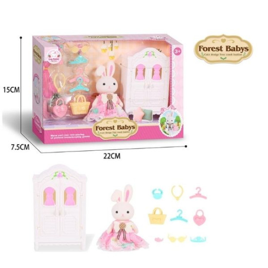 Σετ Μινιατούρες Φιγούρα Λαγουδάκι & Έπιπλα Ντουλάπα