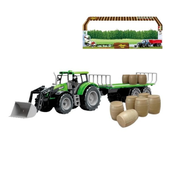 Τρακτέρ 50cm Friction Με Καρότσα Με Βαρέλια