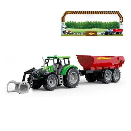 Τρακτέρ 46cm Friction Με  Δαγκάνα & Καρότσα 3 Σχέδια