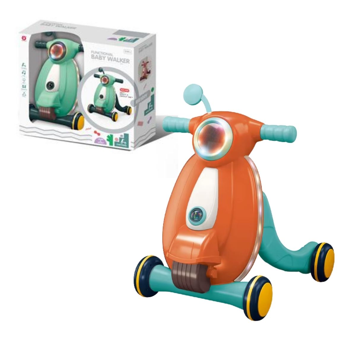 Βρεφική Στράτα Περπατούρα Scooter Πορτοκαλί Με Ήχο & Φως
