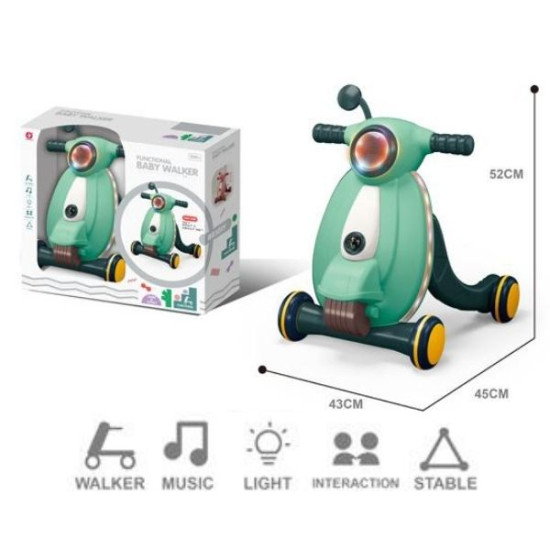 Βρεφική Στράτα Περπατούρα Scooter Πράσινη Με Ήχο & Φως