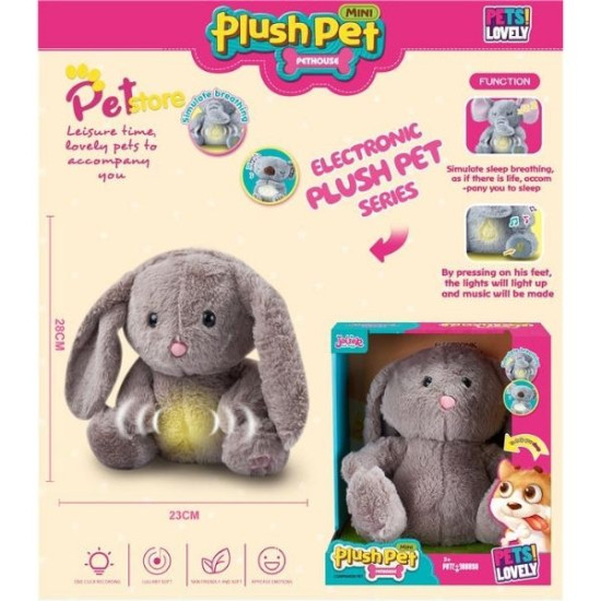 Λούτρινο Λαγουδάκι 26cm Με Ήχους Ύπνου, Μουσική & Φως