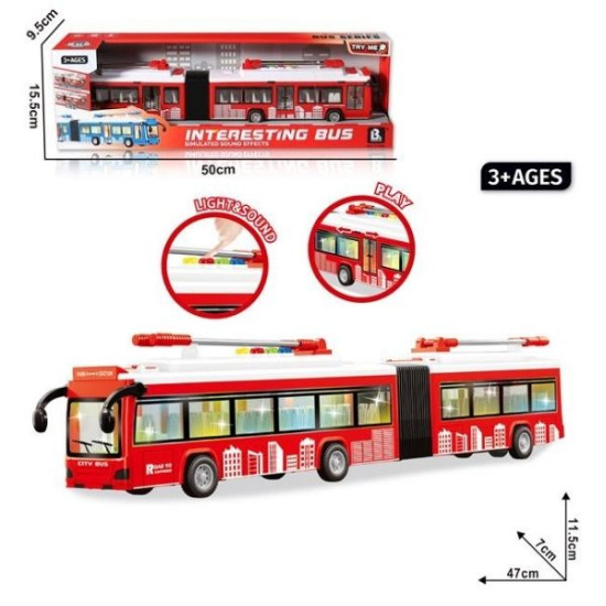 Λεωφορείο-Τρόλεϊ Διπλό Friction Με Ήχο & Φως 47cm