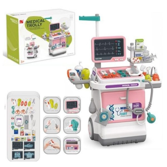 Παιχνίδι Καρότσι Ιατρικό Με Αξεσουάρ, Ήχο & Φως 32τμχ