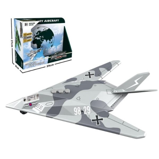 Μαχητικό Αεροσκάφος 26cm Γκρι Με Ήχο & Φως