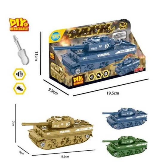 Τανκ 19cm Συναρμολογούμενο Με Ήχο & Φως 3 Χρώματα