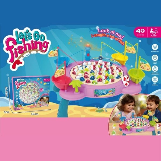 Επιτραπέζιο Παιχνίδι Ψαρέματος Ροζ Με Ήχο & Φως