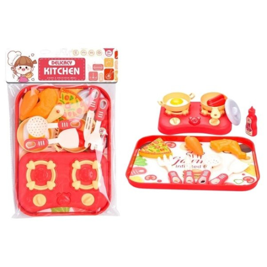 Παιχνίδι Σετ Κουζινικά Εστίες Με Τρόφιμα & Αξεσουάρ 15τμχ