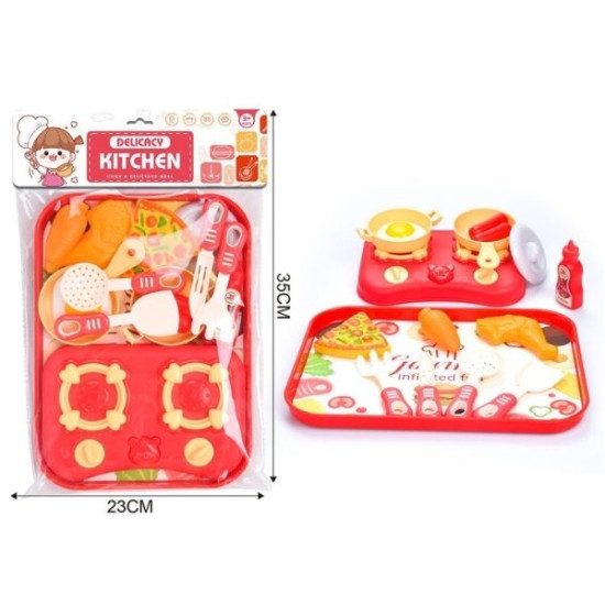 Παιχνίδι Σετ Κουζινικά Εστίες Με Τρόφιμα & Αξεσουάρ 15τμχ