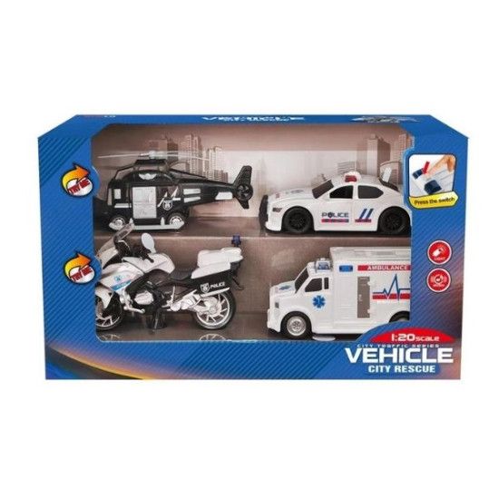 Οχήματα Διάσωσης Friction 1:20 Με Ήχο & Φως 4τμχ