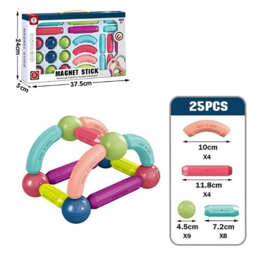Τουβλάκια Μαγνητικά Ράβδοι & Μπάλες 25τμχ