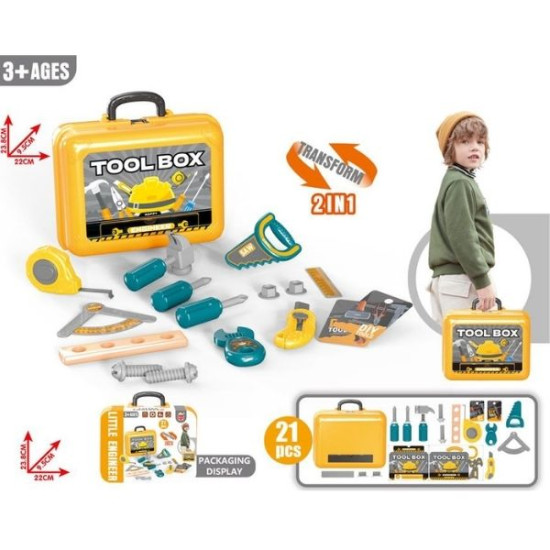 Παιδικό Σετ Εργαλειοθήκη-Βαλιτσάκι Με Εργαλεία 21τμχ
