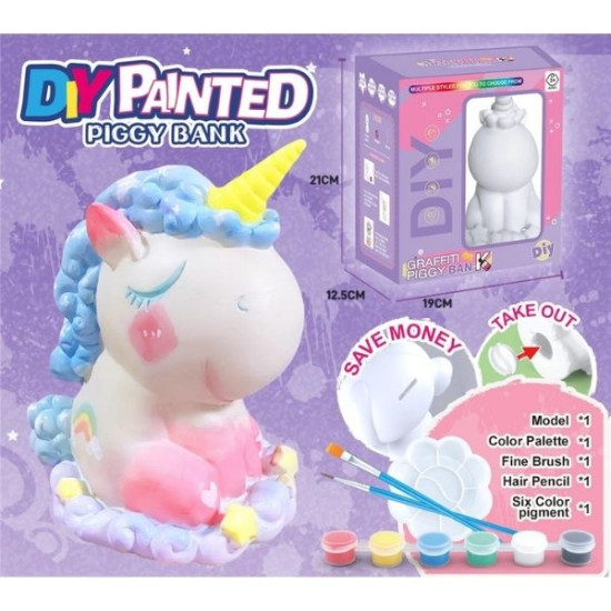 Σετ Χειροτεχνίας-Ζωγραφικής Κουμπαράς Μονόκερος & Χρώματα