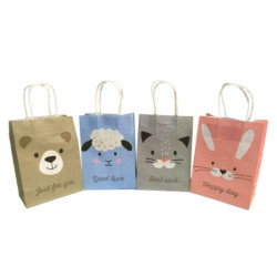 Τσάντα Δώρου Kraft Ζωάκια 4 Σχέδια 15x8x21cm Σ12