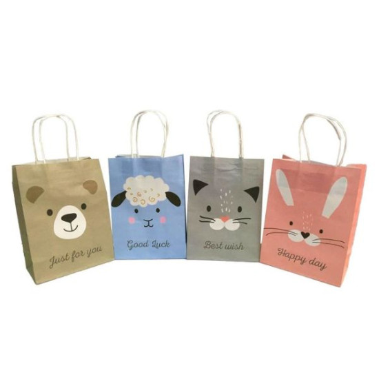 Τσάντα Δώρου Kraft Ζωάκια 4 Σχέδια 19x9,5x26cm Σ12