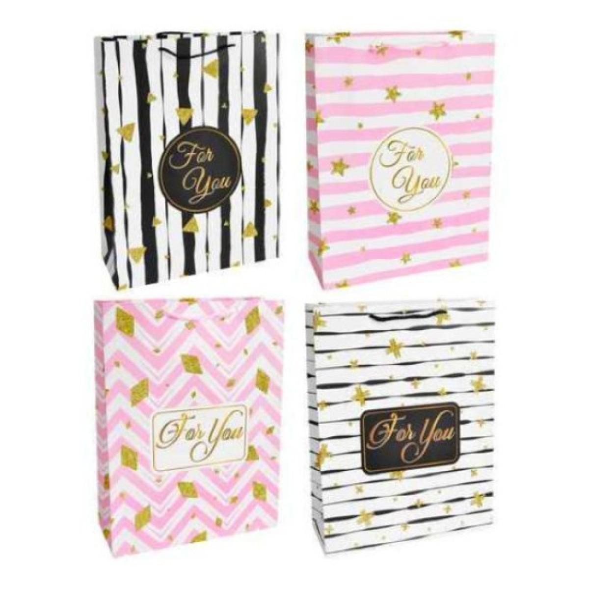 Τσάντα Δώρου Kraft For You 4 Σχέδια  15x8x21cm Σ12