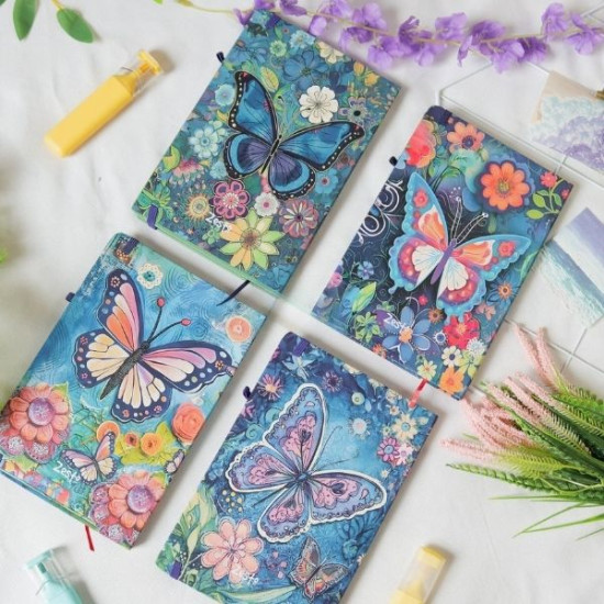 Σημειωματάριο Α6 Ριγέ 80Φ Με Λάστιχο Πεταλούδες 4 Σχέδια Σ24