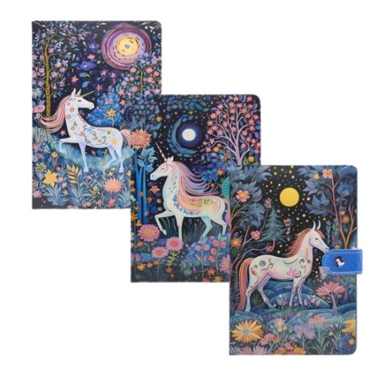 Σημειωματάριο Α5 Ριγέ 100Φ Με Κουμπί Άλογα 4 Σχέδια Display 12