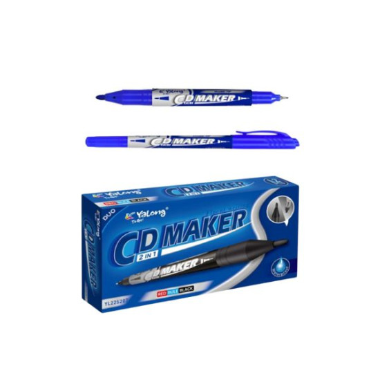 Μαρκαδόρος Ανεξίτηλος Διπλή Μύτη Μπλε Σ12