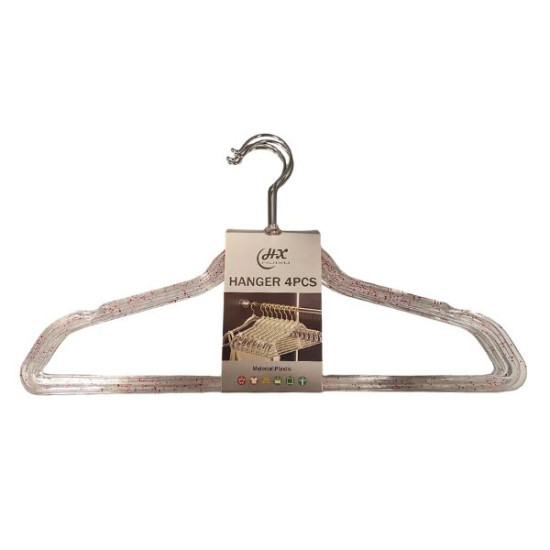 Κρεμάστρες Ντουλάπας Πλαστικές Διάφανες 40x21cm 4τμχ