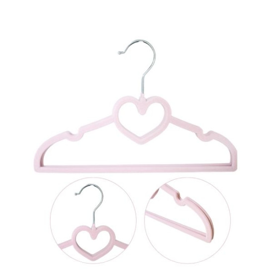 Κρεμάστρες Ντουλάπας Παιδική Βελουτέ Καρδιά 32cm 5τμχ Διάφορα Χρώματα