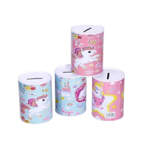 Κουμπαράς Μεταλλικός Μονόκερος Ø7,5x10,5cm 4 Σχέδια