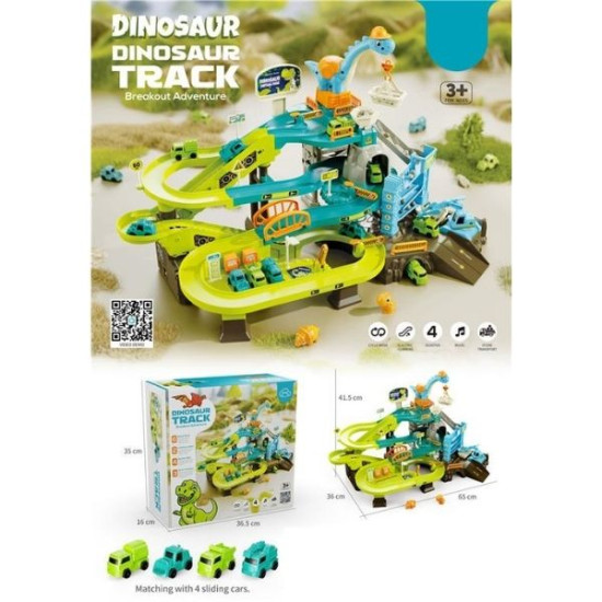 Πίστα Δεινόσαυροι Με 4 Οχήματα & Ήχο
