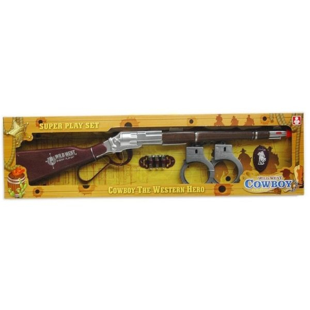 Καραμπίνα Cowboy Μπαταρίας 58cm Με Χειροπέδες, Αξεσουάρ & Ήχο 4τμχ