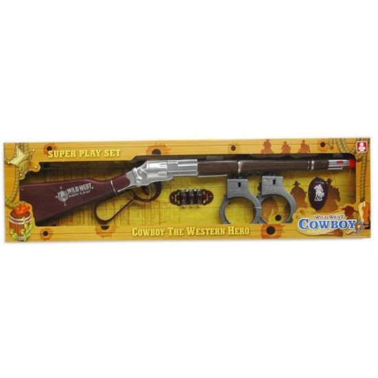 Καραμπίνα Cowboy Μπαταρίας Με Χειροπέδες, Αξεσουάρ & Ήχο 4τμχ