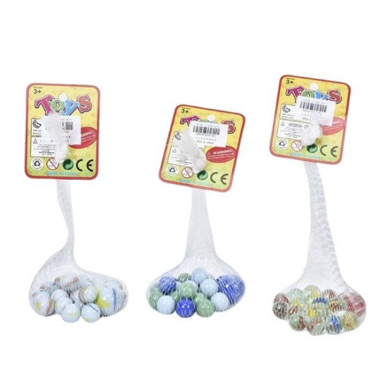 Μπίλιες Γυάλινες 16mm 20τμχ & 25mm 1τμχ Διάφορα Σχέδια