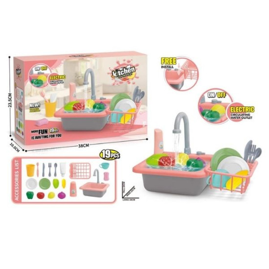 Παιχνίδι Νεροχύτης Με Τρεχούμενο Νερό & Αξεσουάρ 19τμχ