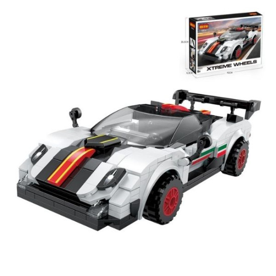 Τουβλάκια Αγωνιστικό Όχημα Λευκό-Μαύρο 466τμχ