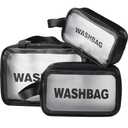 Νεσεσέρ Αδιάβροχο Μαύρο-Διάφανο Washbag 3τμχ