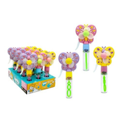 Σαπουνόφουσκα Μπουκάλι - Ανεμιστηράκι Πεταλούδα 3 Χρώματα 20cm Display 12